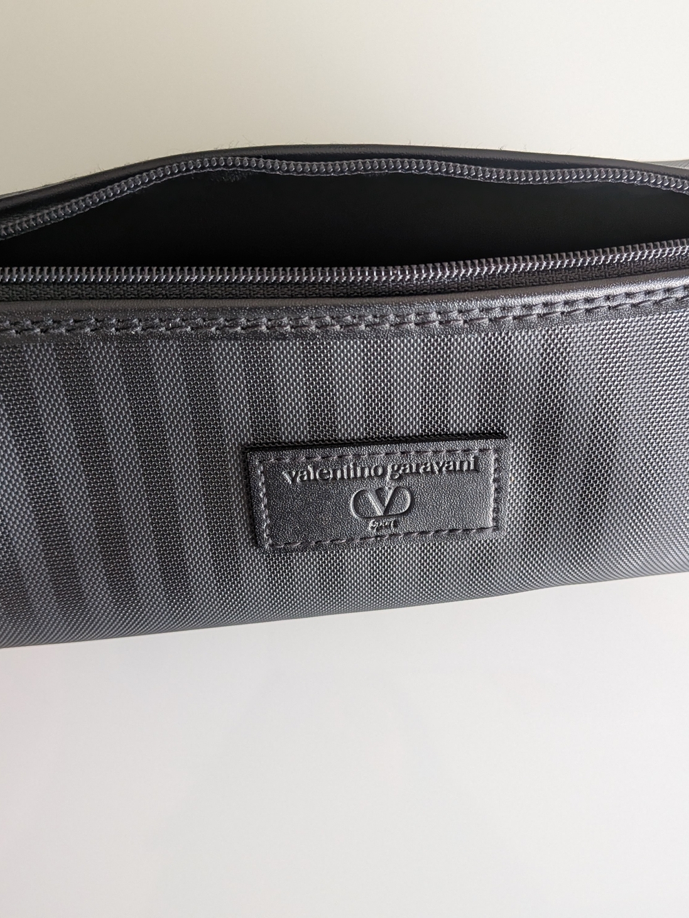Valentino Garavani Sport Black toiletry bag Zip Solid Pouch travel case NWOT